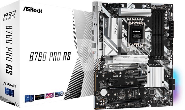 ASRock B760 PRO RS Processor family Intel, Processor socket LGA1700, DDR5  DIMM, Memory slots 4, Supported hard disk drive interfaces SATA, M.2,  Number of SATA connectors 4, Chipset Intel B760, ATX -