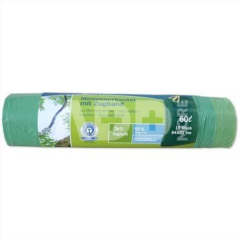 1x15 Secolan Garbage Bags with drawstring 60 l green