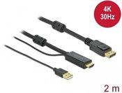Delock Cable HDMI(M)-Displayport (M)4K 2M USB A(M) black