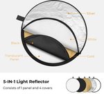 K&F Concept K&F 56cm round reflector Light diffuser 5 in 1 foldable multi-disc with tote bag