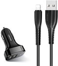 USAMS car charger 2xUSB c13 2.1A lightning black NTU35LC13TZ