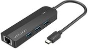 USB-C to 3x USB 3.0, RJ45, Micro-B Hub Vention TGPBB 0.15m Black