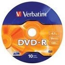 Verbatim DVD-R 16x 4.7GB 10P SP Matt Silver Wrap 43729