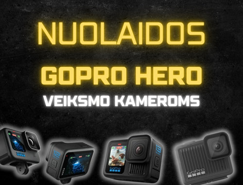 NUOLAIDOS „GoPro Hero“ veiksmo kameroms!