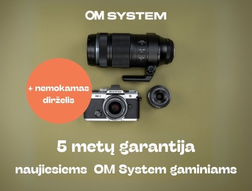 OM System OM-3 ir naujųjų objektyvų akcija: 5 metų garantija + nemokamas dirželis